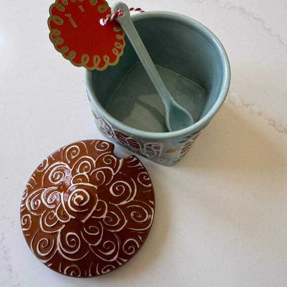 Ginger Ceramic Stoneware Sugar Bowl 3pc SET by Anthropologie NWT - Picture 4 of 10